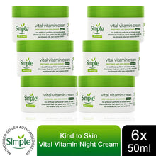 Load image into Gallery viewer, 6 x 50ml Simple Kind to Skin Vital Vitamin Night Cream for Sensitive Skin