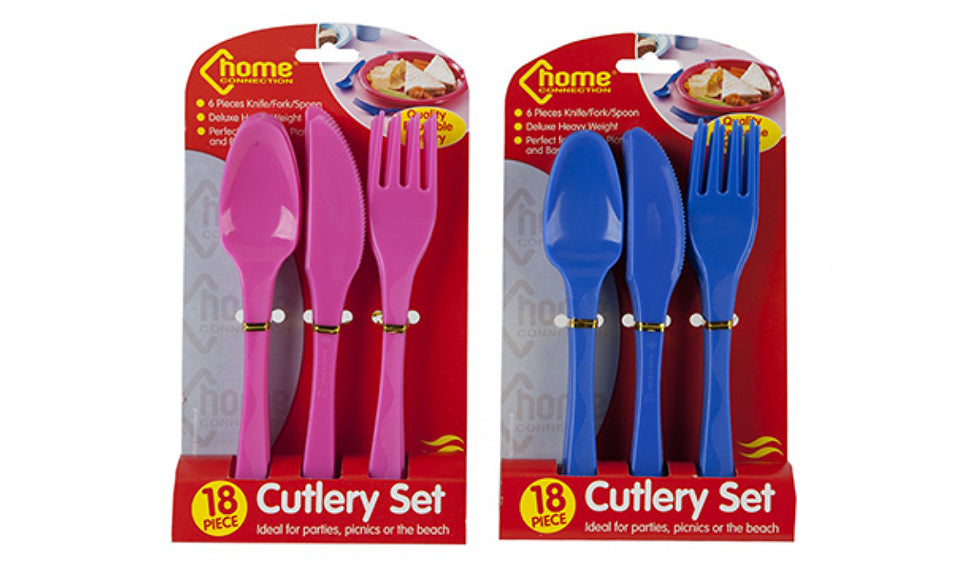 18Pc Deluxe Plastic Cutlery On PVC Ctd Tie On Card
