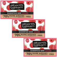 Load image into Gallery viewer, 3x 75g Alberto Balsam Sunkissed Raspberry Shampoo Bar with Arganoil Plastic Free