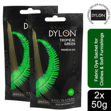 Load image into Gallery viewer, DYLON Hand Fabric Dye Sachet, Tropical Green,  2 Packs of 50g