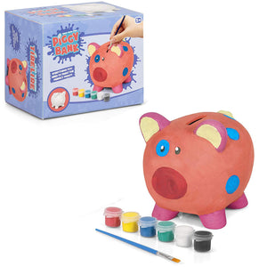 Tobar Paint Your Own Ceramic Piggy Bank with Brush & Six Paints For Ages 5Years+
