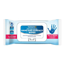 Load image into Gallery viewer, Termin8 Anti-bacterial Hand and Surface Wipes, 1 Pack of 50 Wipes