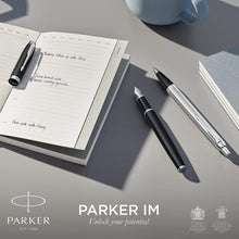 Load image into Gallery viewer, Parker IM BallPoint Pen Black Lacquer Medium Point Blue Ink Gift Box