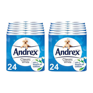 Andrex Toilet Roll Classic White Fragrance-Free 2 Ply Toilet Paper, 48 Rolls