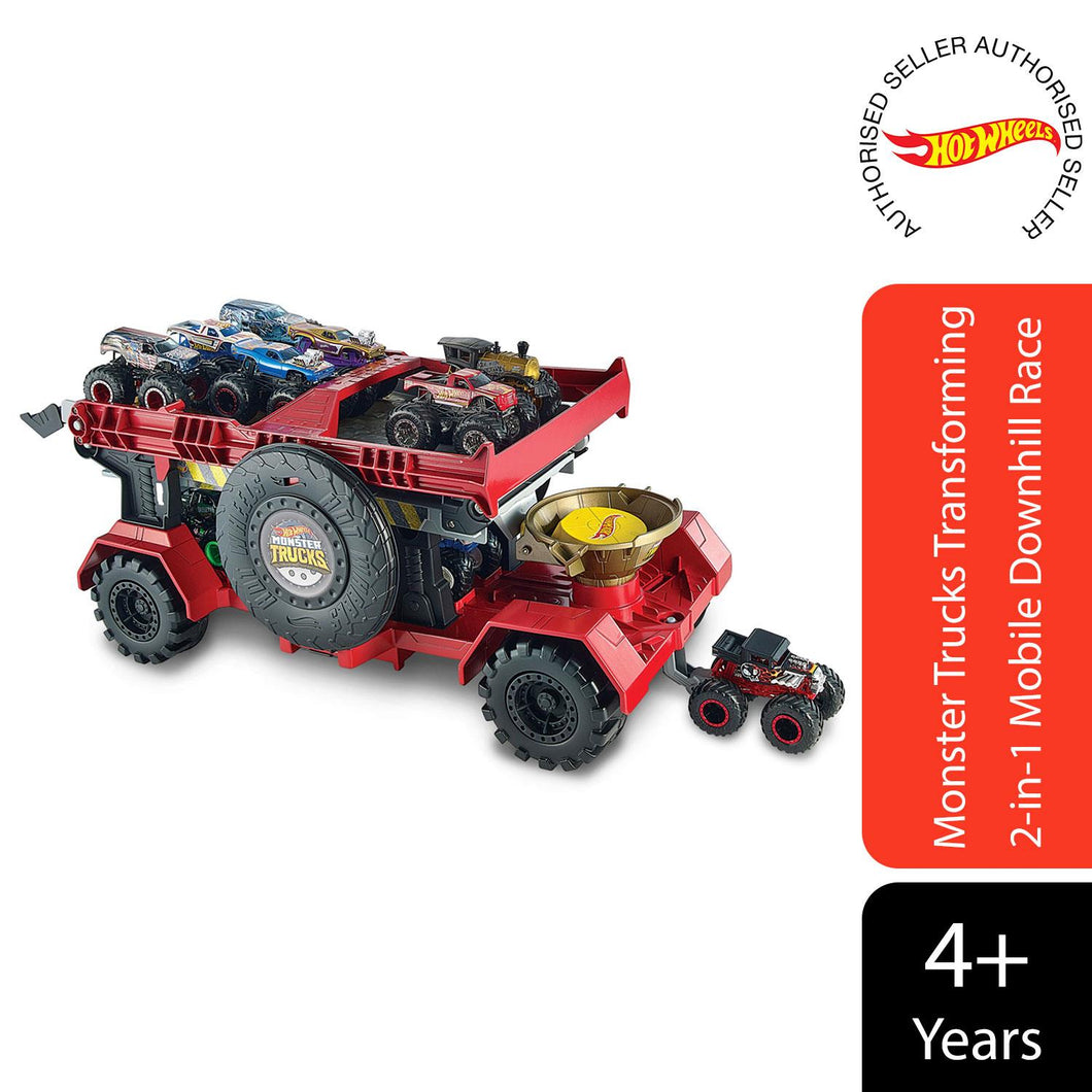 The Hot Wheels Downhill Race & Go Race Track with a Monster Truck & a Car Toy