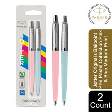 Load image into Gallery viewer, Parker Jotter Ballpoint Pen Pastel Collection Pink Blue Medium Nib Blue Ink 2pk