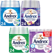 Load image into Gallery viewer, Andrex Toilet Roll Skin Kind, Gentle Clean, Classic or Supreme Quilts, 96 Rolls