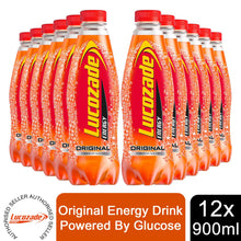Load image into Gallery viewer, 12 Pack of 900ml Lucozade Original Energy Drink Powered By Glucose