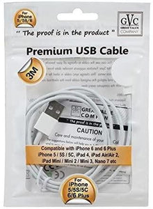 GVC IPhone 5/6/7 USB Cable 8Pin Lightning 3m White