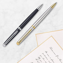 Load image into Gallery viewer, Waterman Hemisphere Ballpoint Pen Gloss Black Gold Trim Blue Ink Gift Box
