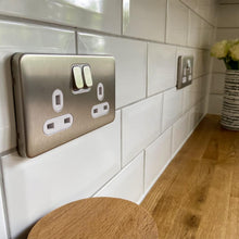 Load image into Gallery viewer, Schneider Electric Lisse Screwless Double Socket 13A GGBL3020WSS Stainless Steel