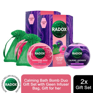 Radox Calming Bath Bomb Duo Gift Set with Geen Infuser Bag, Gift for her