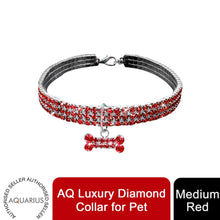 Load image into Gallery viewer, AQ Luxury Diamond Collar For Pets, Size Medium or Large, Blue, Red or White