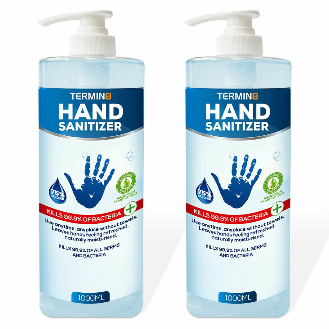 Termin8 Antibacterial Hand Sanitizer with 75% Alcohol, 1pk or 2pk of 1000ml
