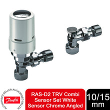 Load image into Gallery viewer, Danfoss RAS-D2 TRV Combi Sensor Set White Sensor Chrome Angled, 10/15 mm