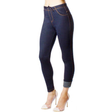 Load image into Gallery viewer, Ladies Denim Look Stretch Elasticated Slim Fit Jeggings Black /Navy/Blue