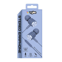 Load image into Gallery viewer, Vybe Bass Enhancement One-Touch Remote AUX-in Support Stereo Earphones - Navy