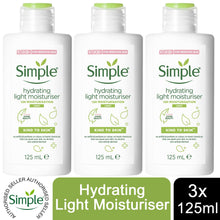 Load image into Gallery viewer, 3x50ml/125ml Simple KindtoSkin 12H HydratingLight Moisturiser for Sensitive Skin