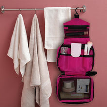 Load image into Gallery viewer, Travel Mate Water-resistant Portable Cosmetic Makeup Hanging Bag - Hot Pink