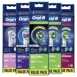 4xOral-B FlossAction, CrossAction, 3D White or Sensi Clean Toothbrush RefillHead