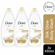 Load image into Gallery viewer, 3 Pack Dove ¼ Moisturising Cream Silk Glow Body Wash, 450ml