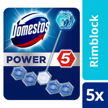 Load image into Gallery viewer, Domestos Power 5 Ocean Toilet Rim Block, 5 Piece of 55g