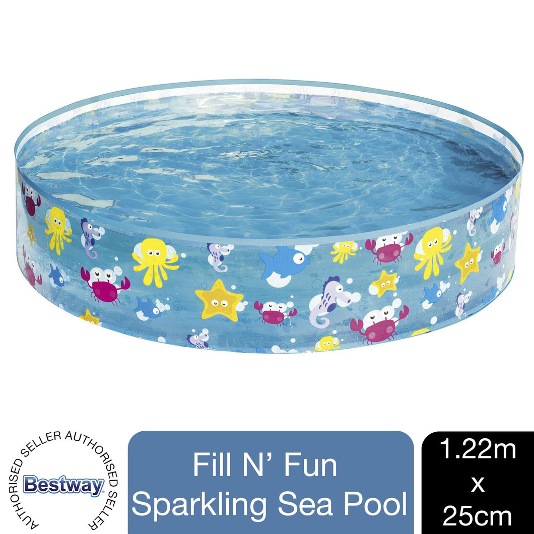 Bestway Fill-N-Fun Sparking Sea Paddling Pool for Kids 122 x 25 cm, 1pk