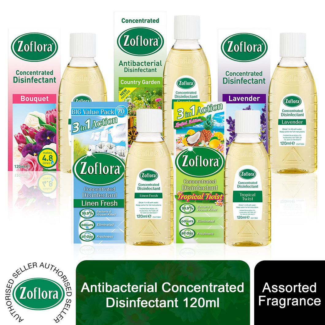 Zoflora Antibacterial Concentrated Disinfectant 120ml, Assorted Fragrance