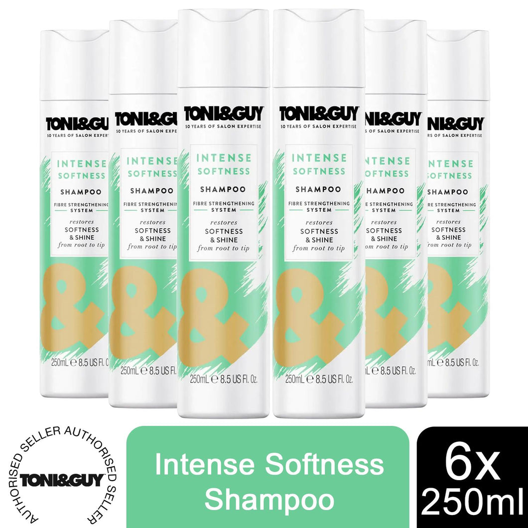 6pk of 250ml Toni & Guy Intense Softness Shampoo for Soft Hair with Rose Oil