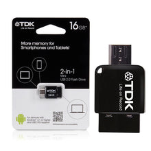Load image into Gallery viewer, TDK Mini USB 2.0 flash drive 16go USB Key 2 in 1
