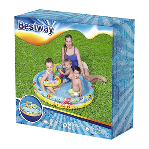 Bestway 122 x 20 cm Coral Inflatable Ocean Life Kids Paddling Pool