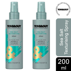 2 Pack of 75ml or 200ml Toni & Guy Sea Salt Texturising Spray for Beachy Waves