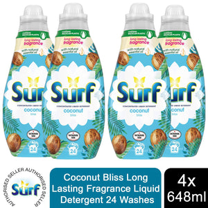 4x or 8x (96W or 192W) Surf Long Lasting Fragrance Liquid Detergent 24W, 648ml