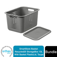 Load image into Gallery viewer, SmartStore Basket Recycled Storage Box With Plastic Lid, White or Taupe
