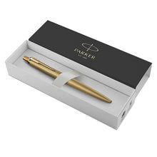 Load image into Gallery viewer, Parker Jotter Ballpoint Pen Matte Gold Medium Nib Blue Ink XL Gift Box