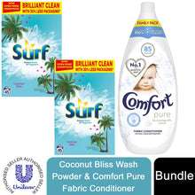 Load image into Gallery viewer, 90W(45wx2)Surf Coconut Bliss Washing Powder &amp; 85WComfort Pure Fabric Conditioner