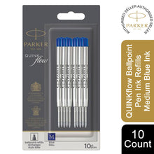 Load image into Gallery viewer, Parker QUINKflow Ballpoint Pen Ink Refills with Medium Tip Blue 10 Refills