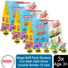 Load image into Gallery viewer, Zimpli Kids Mega Baff Pack Sensory Fun Bath Gelli Slime Crackle Bombz 12 Use