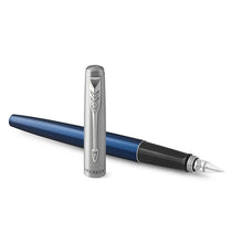 Load image into Gallery viewer, Parker Jotter Fountain Pen Royal Blue Medium Nib Blue Ink Gift Box