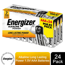 Load image into Gallery viewer, Energizer Leak-Proof Alkaline Long-Lasting Power Batteries, 1.5 V AAA Pack of 24