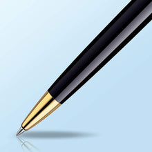 Load image into Gallery viewer, Waterman Hemisphere Ballpoint Pen Gloss Black Gold Trim Blue Ink Gift Box