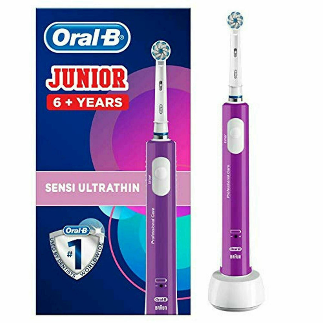 Oral-B Junior Kids Electric Toothbrush Rechargeable for Children Aged 6+ Purple