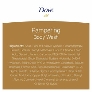 3 Pack Dove ¼ Moisturising Cream Pampering Shea Butter & Vanilla Body Wash,450ml