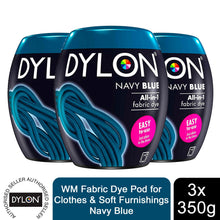 Load image into Gallery viewer, DYLON Washing Machine Fabric Dye Pod, Navy Blue, 3 Packs of 350g