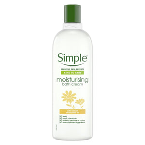 3xof400ml Simple Kind to Skin Moisturising Bath Cream with Natural Chamomile Oil