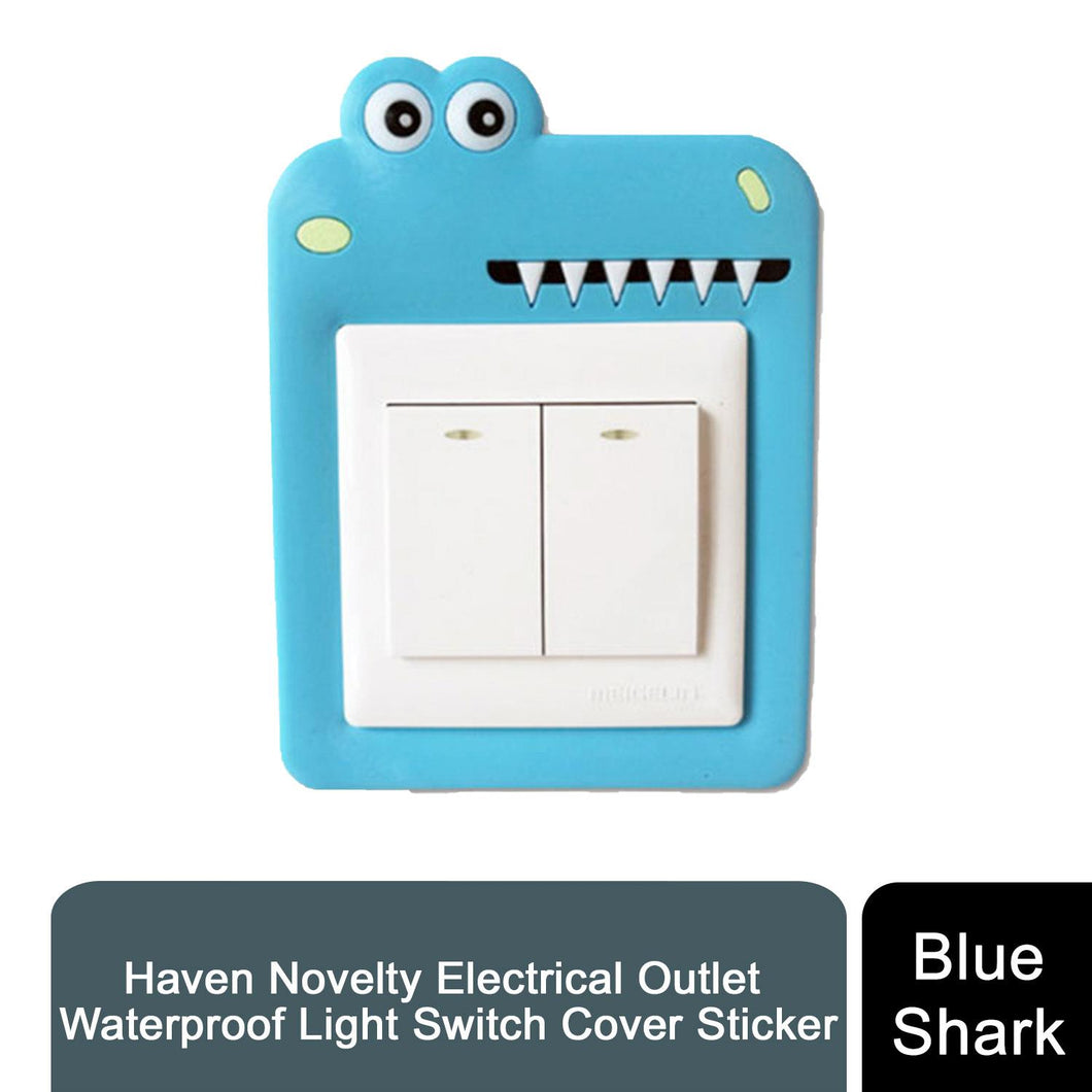 Haven Novelty Electrical Outlet Waterproof Light Switch CoverSticker, Blue Shark