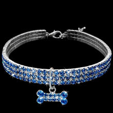 Load image into Gallery viewer, AQ Luxury Diamond Rhinestones &amp; Thick Silver Plating Medium Collar for Pet -Blue