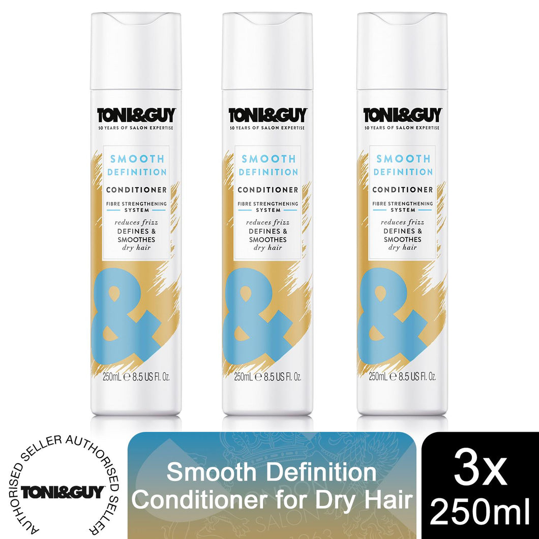 3x 250ml Toni & Guy Smooth Definition Conditioner with Fiber StrengtheningSystem