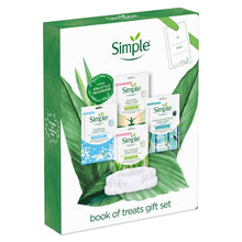 Load image into Gallery viewer, Simple Book of Treat Face Sheet Masks 4pcs Gift Set For Her with Headband