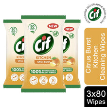 Load image into Gallery viewer, 3pk Cif Power &amp; Shine Biodegradable Wipes, 80 Sheets